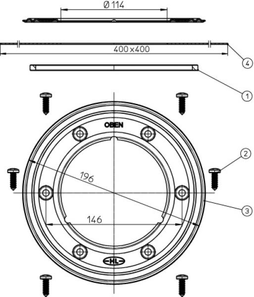 Abdichtgarnitur mit Klemmelement Edelstahl d 196x114mm  HL83.0